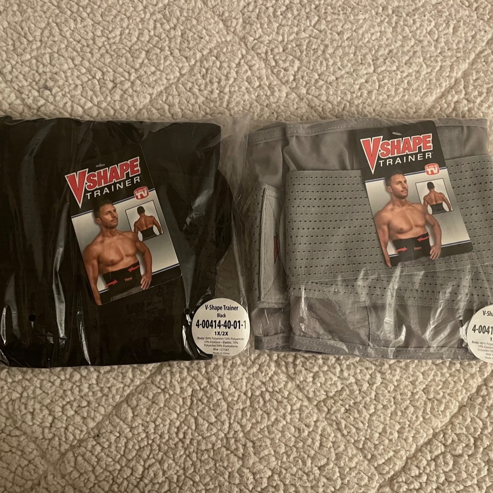 NWT BUNDLE OF (2) V-Shape Trainer Waist Training Belts 1X/2X Black + Gray